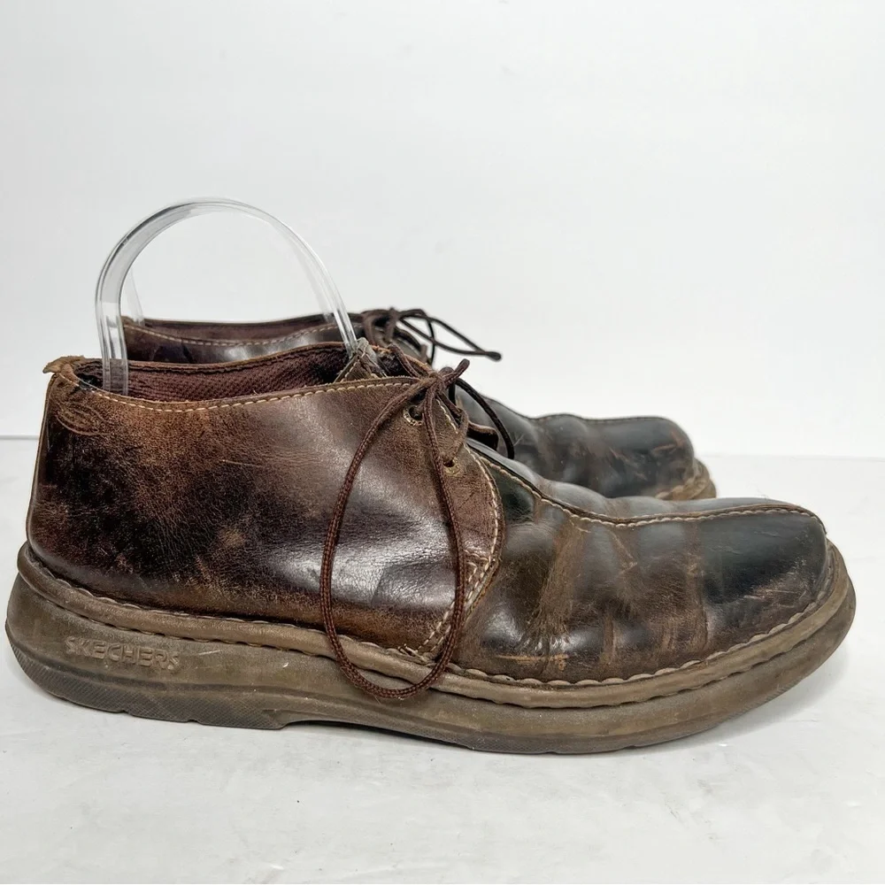 VTG Y2K Dr. Martens Look Brown Leather Oxford Boots Size 9 Men’s Sketchers